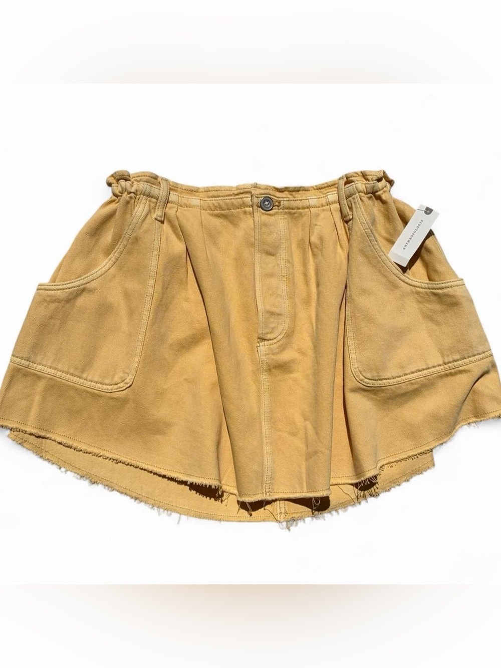 Pilcro x Anthropologie Kick Flare Mini Skirt Soft Yellow Mustard NWT Size M